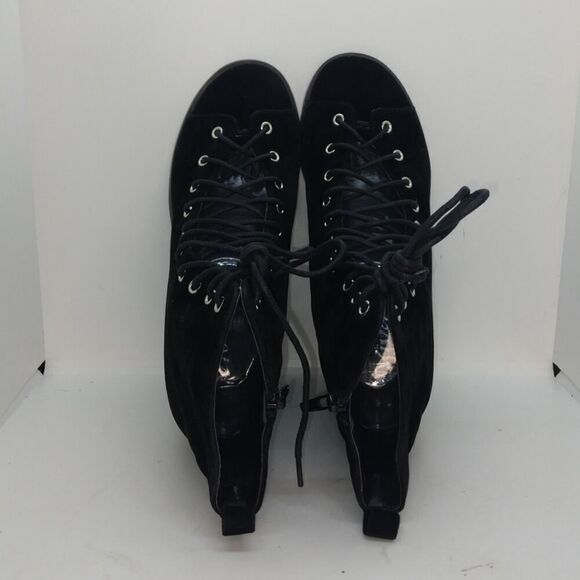 VIVA Womens NEW w/Box Full Open Front Black Laceup Boots & Block Heel - sz. 10 - Picture 5 of 7